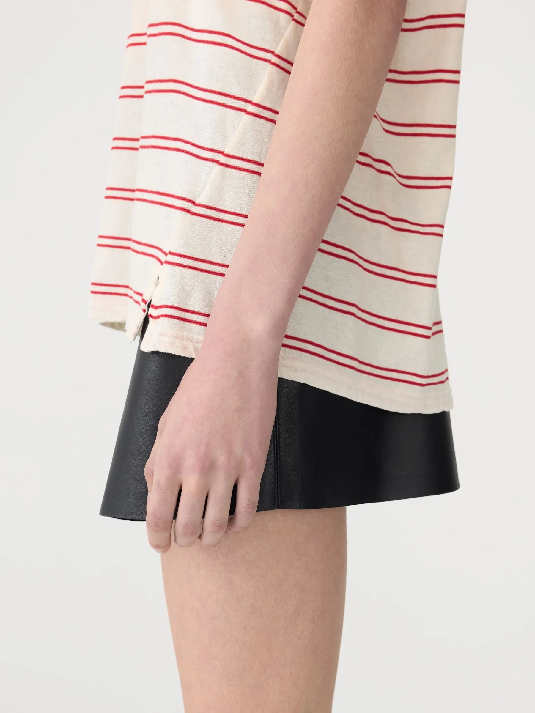 Stripe Boyfriend T-Shirt in Red BASSIKE