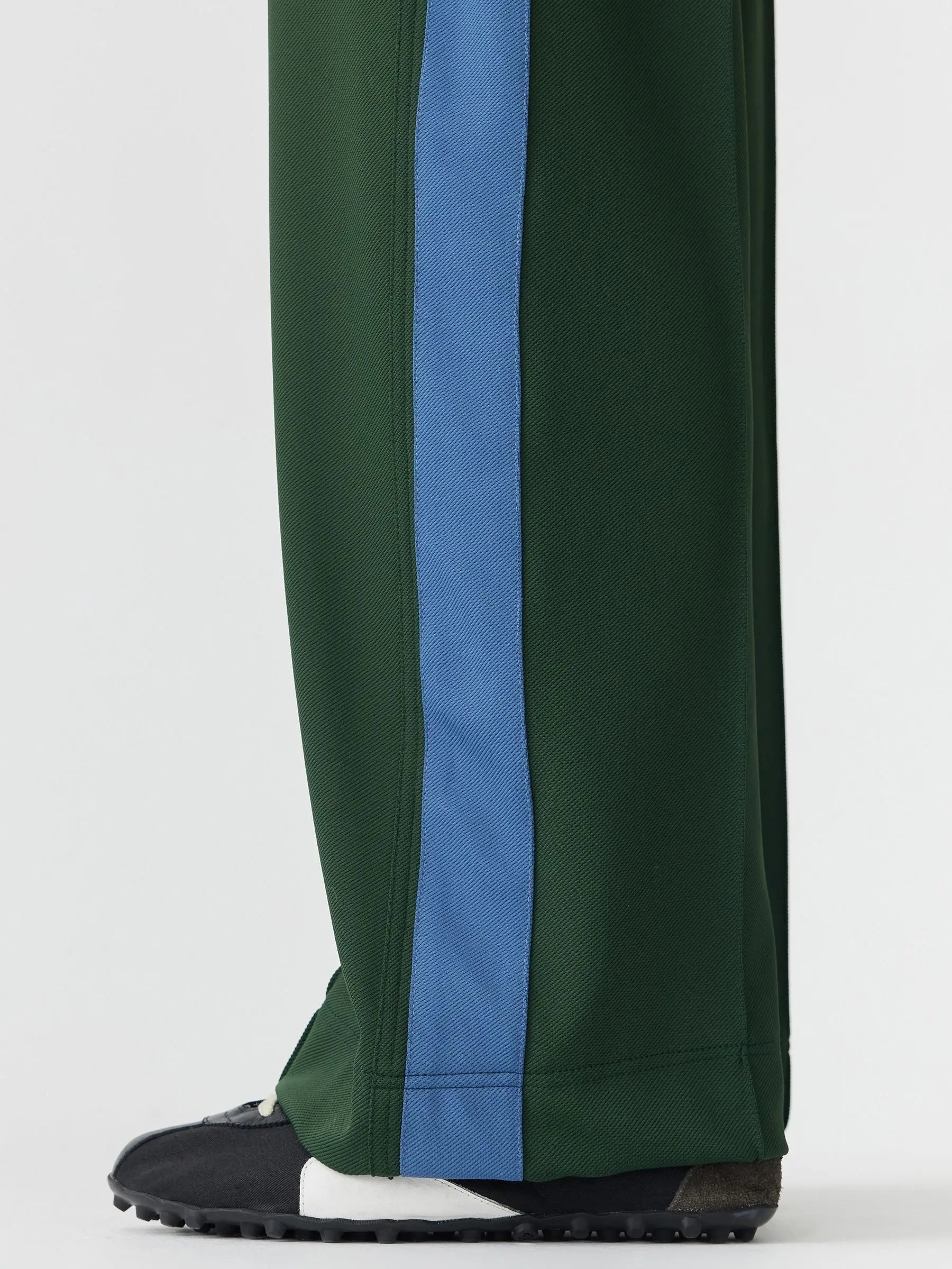 Twill Stripe Detail Pant in Pine and Marine Blue Bassike