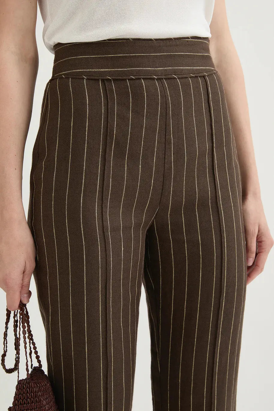 Thea Trousers in Chocolate Pinstripe Posse