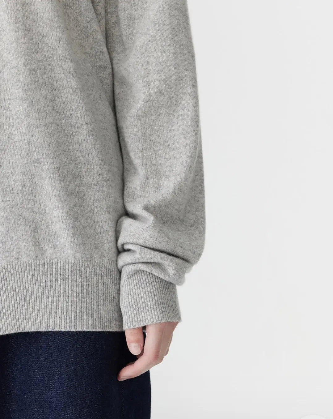 Oversized Crew Neck Knit in Light Grey Marle Bassike