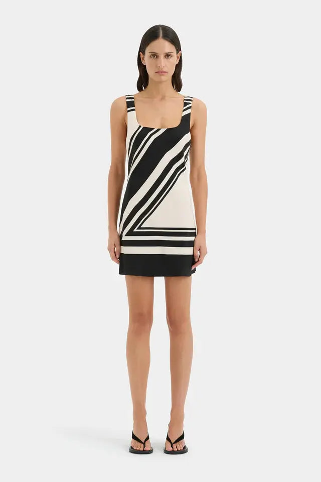 Scoop neck pattered mini dress Sir cloth lifestyle boutique