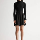 black mock knit neck top clothlifestyle boutique