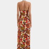 Castella Gathered Midi Dress in Flora Rosso Sir.