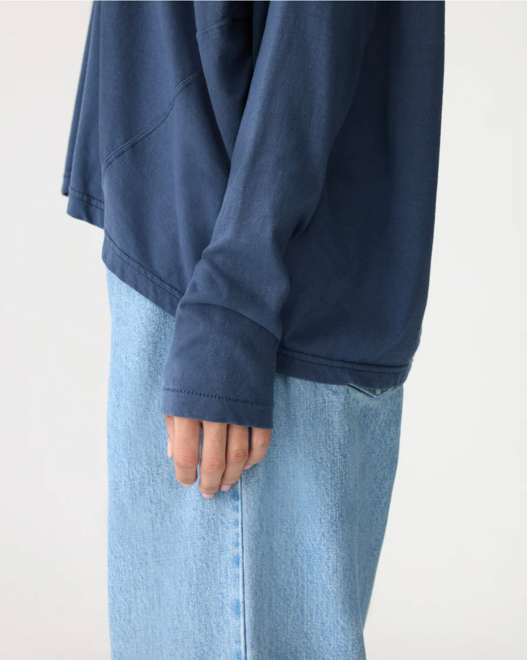 Long Sleeve Circle Top in Midnight Blue Bassike