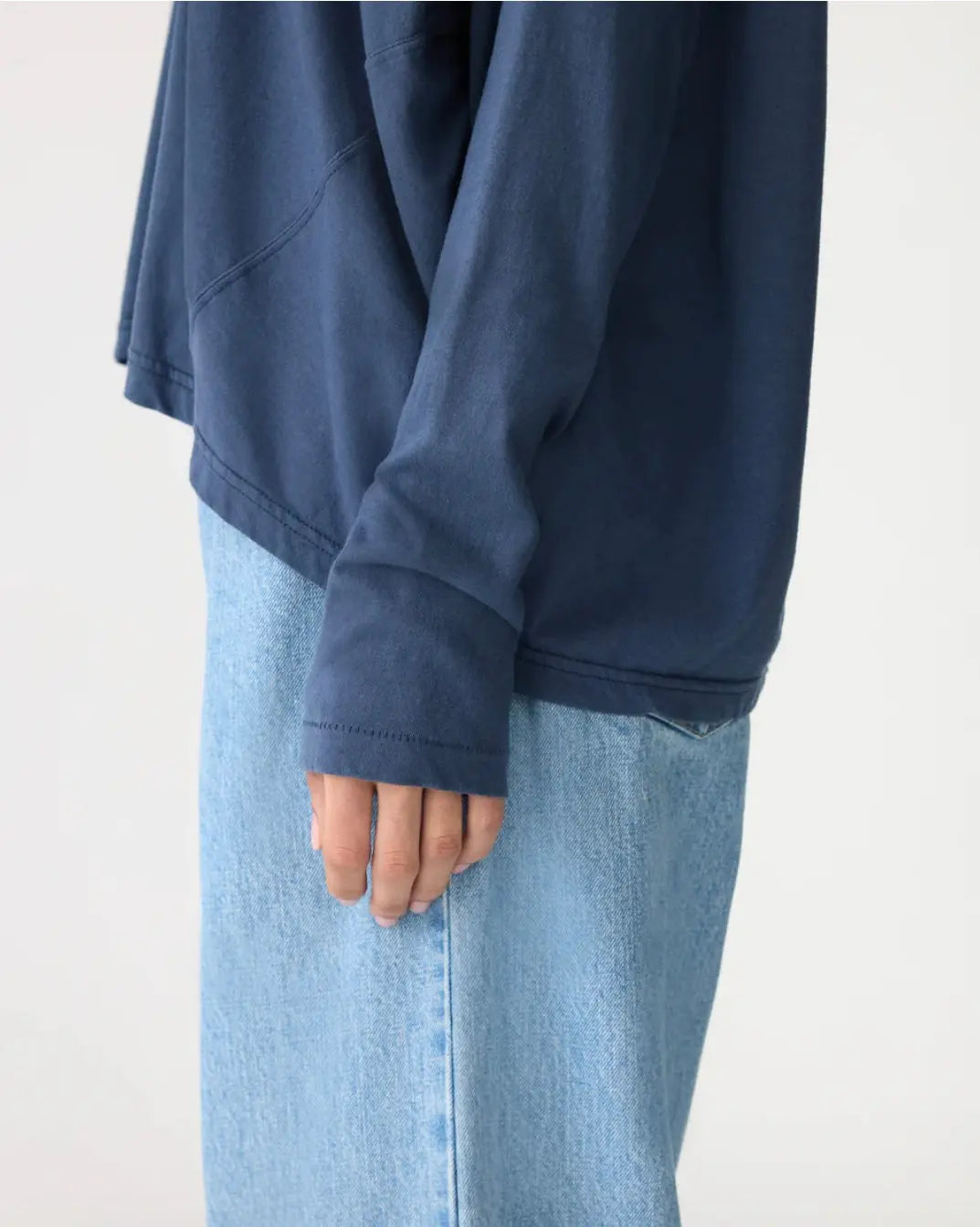 Long Sleeve Circle Top in Midnight Blue Bassike