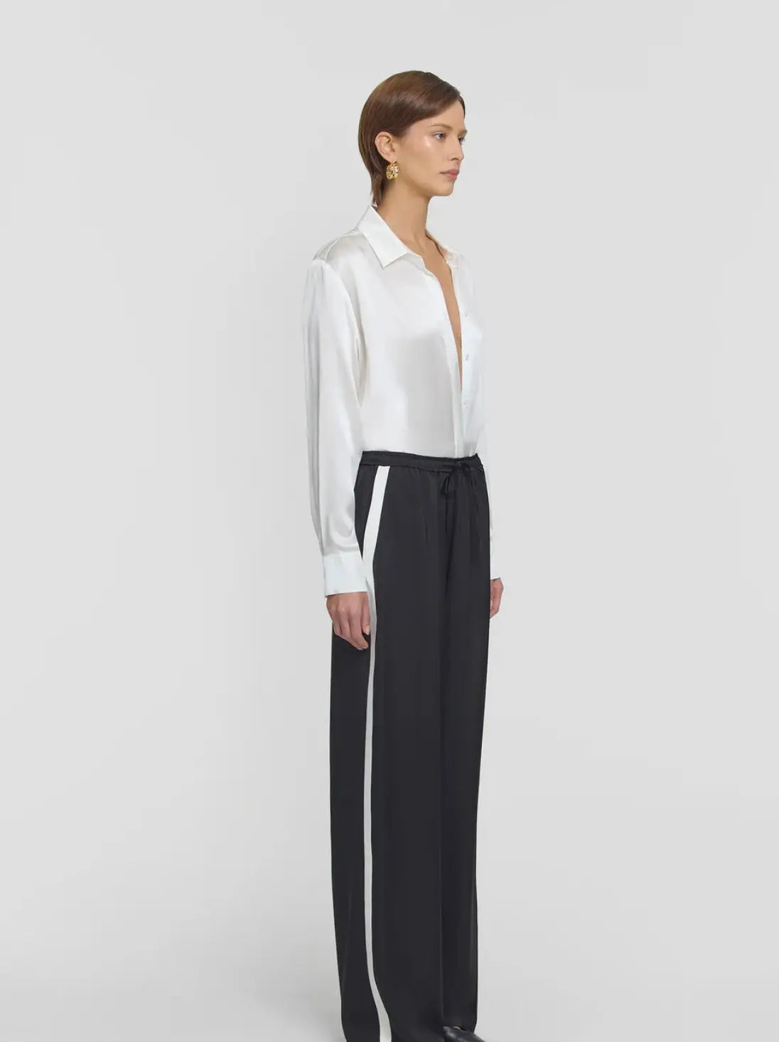 Rocky Pant in Black Cupro with White Stipe Viktoria + Woods
