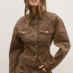 Violet Denim Jacket in Chocolate Bayse Brand