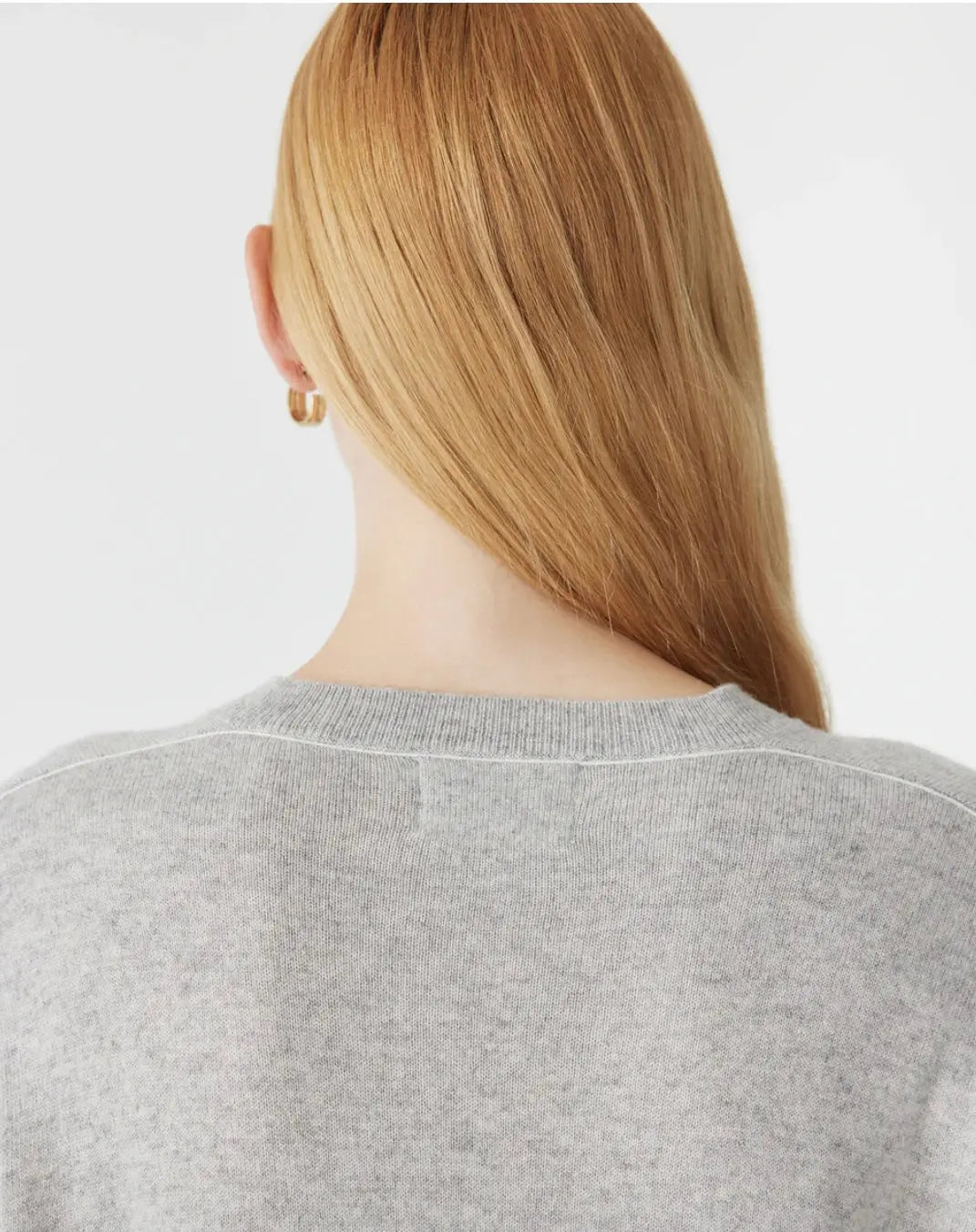 Oversized Crew Neck Knit in Light Grey Marle Bassike
