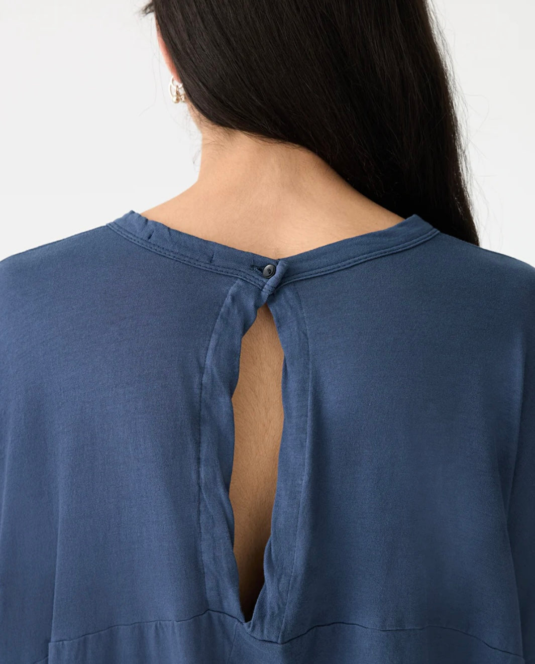 Long Sleeve Circle Top in Midnight Blue Bassike