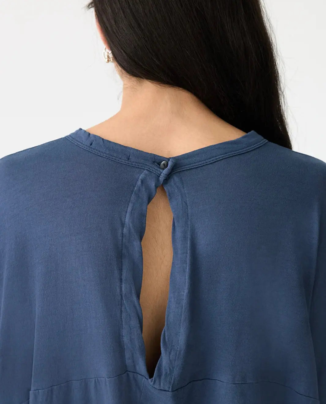 Long Sleeve Circle Top in Midnight Blue Bassike