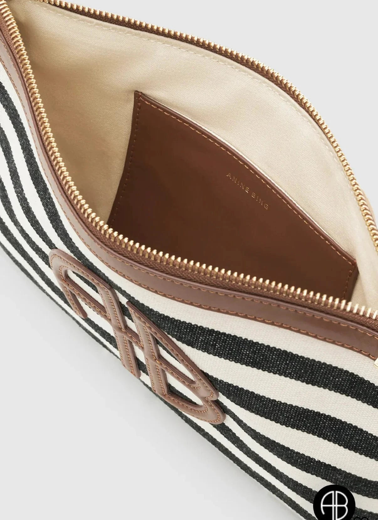 Lili Pouch In Black/Tan Stripe ANINE BING