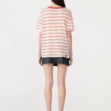 Stripe Boyfriend T-Shirt in Red BASSIKE