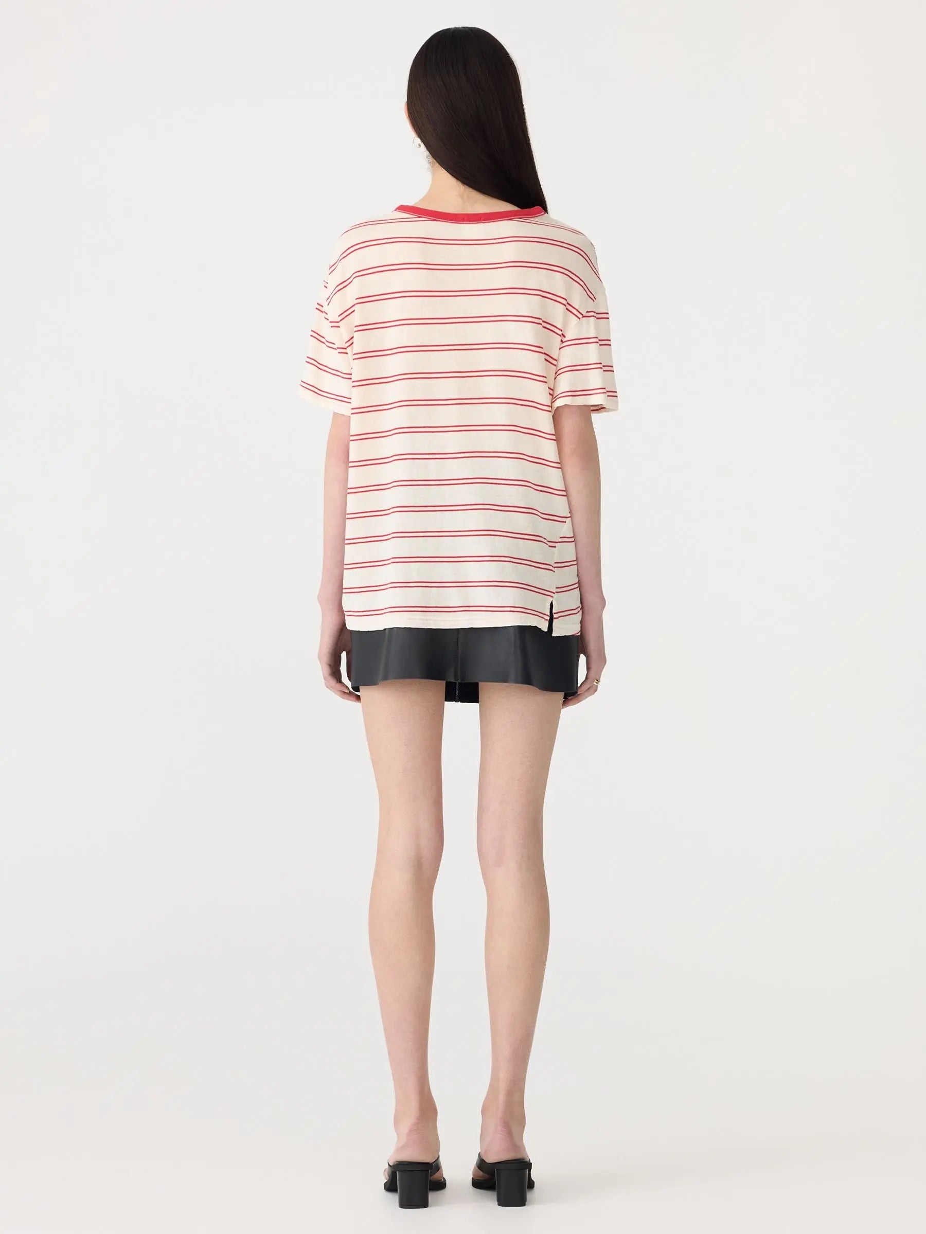 Stripe Boyfriend T-Shirt in Red BASSIKE