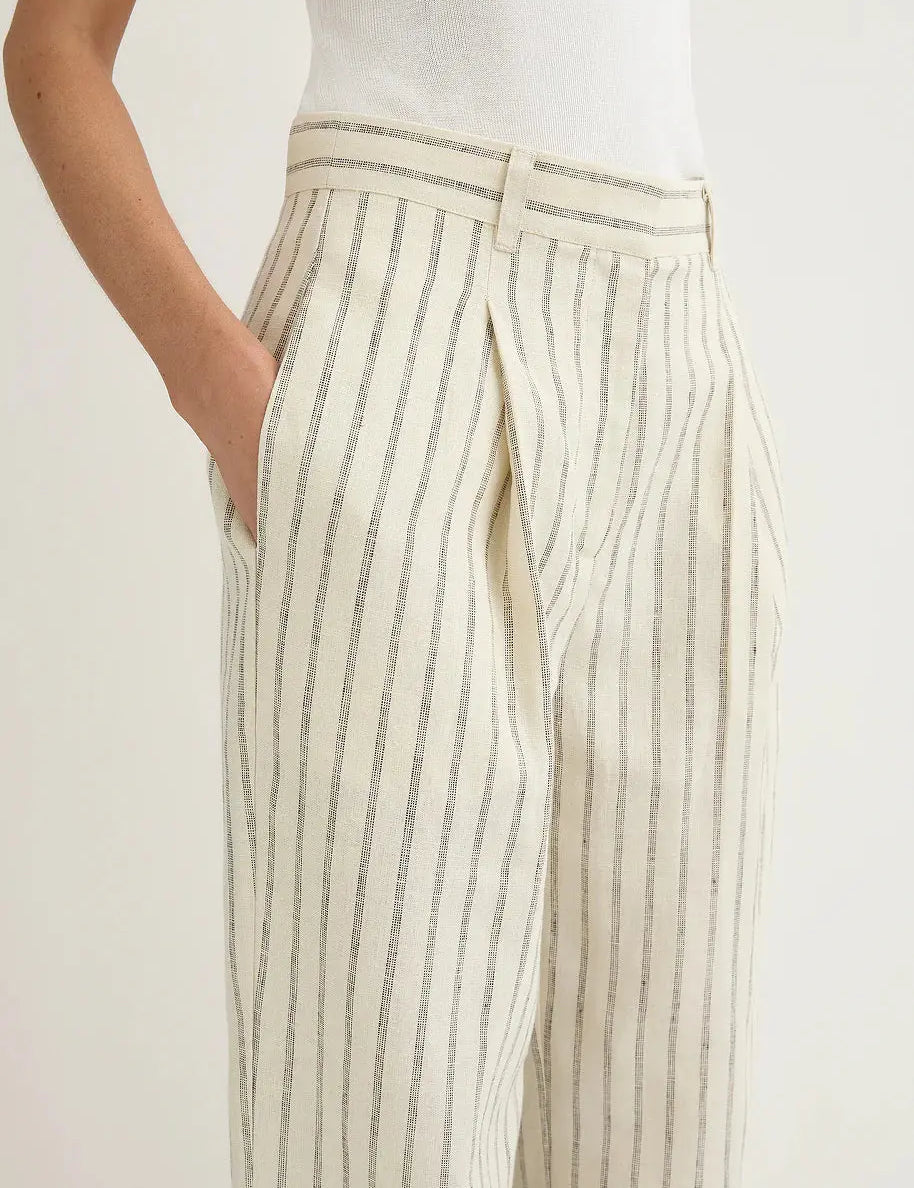 Mackenzie Trouser in Cream Pinstripe Posse