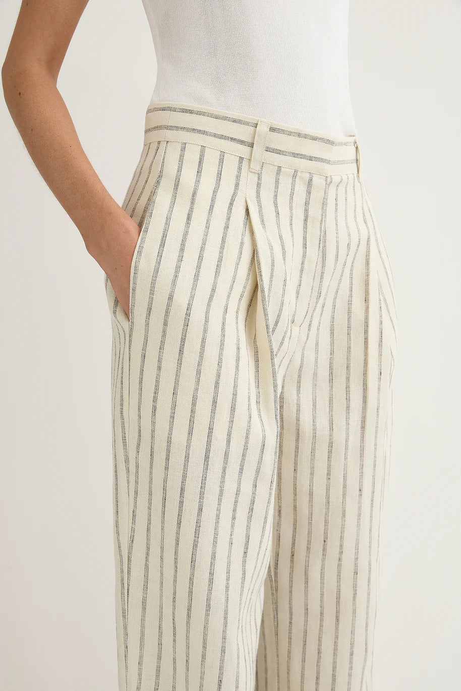 Mackenzie Trouser in Cream Pinstripe Posse