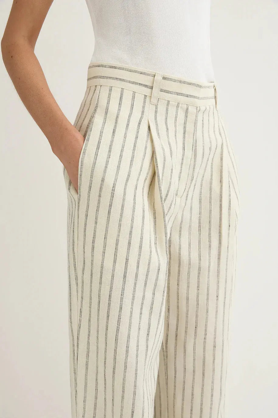 Mackenzie Trouser in Cream Pinstripe Posse