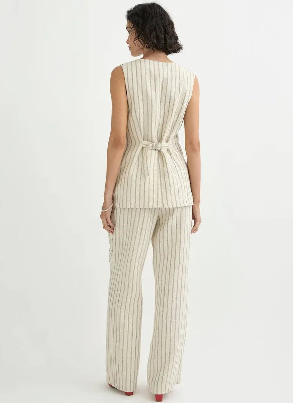 Emma Vest in Cream Pinstripe Posse