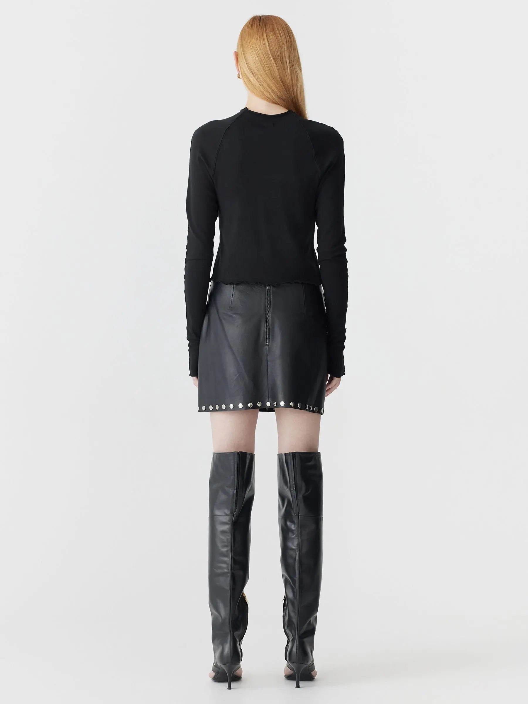Slim Rib Raglan Long Sleeve T-shirt in Black Bassike