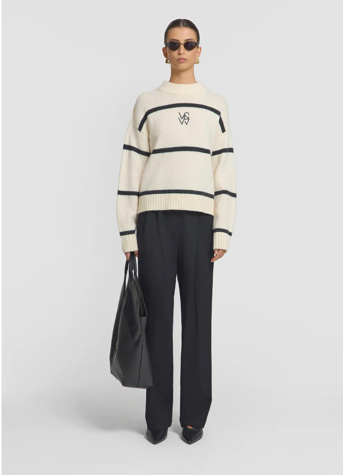 Viktoria and Woods striped woollen knit white clothlifestyle Boutique