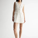 Elka Collective Linen V Neck Mini Button through dress at Cloth Lifestyle Boutique