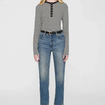 Alessia Top in Black and Cream Stripe Anine Bing