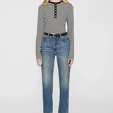 Alessia Top in Black and Cream Stripe Anine Bing