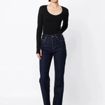 Lincoln Scooped Neck Top in Black Mossman