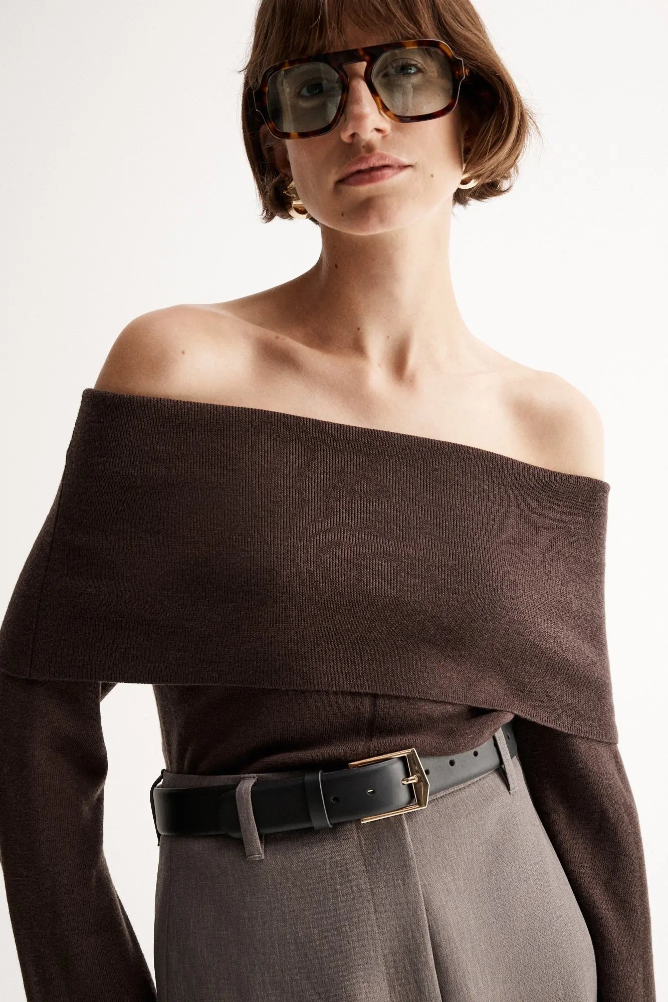 Brown off the shoulder knitted top Elka Collective at Clothlifestyle Boutique