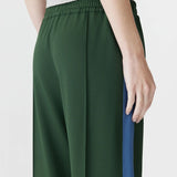 Twill Stripe Detail Pant in Pine and Marine Blue Bassike