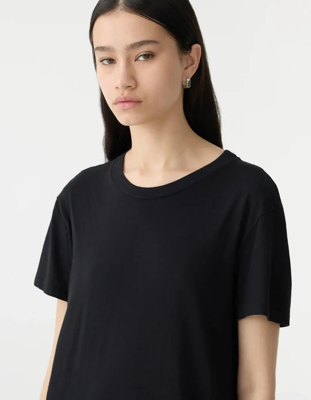Longline T-Shirt Dress in Black BASSIKE