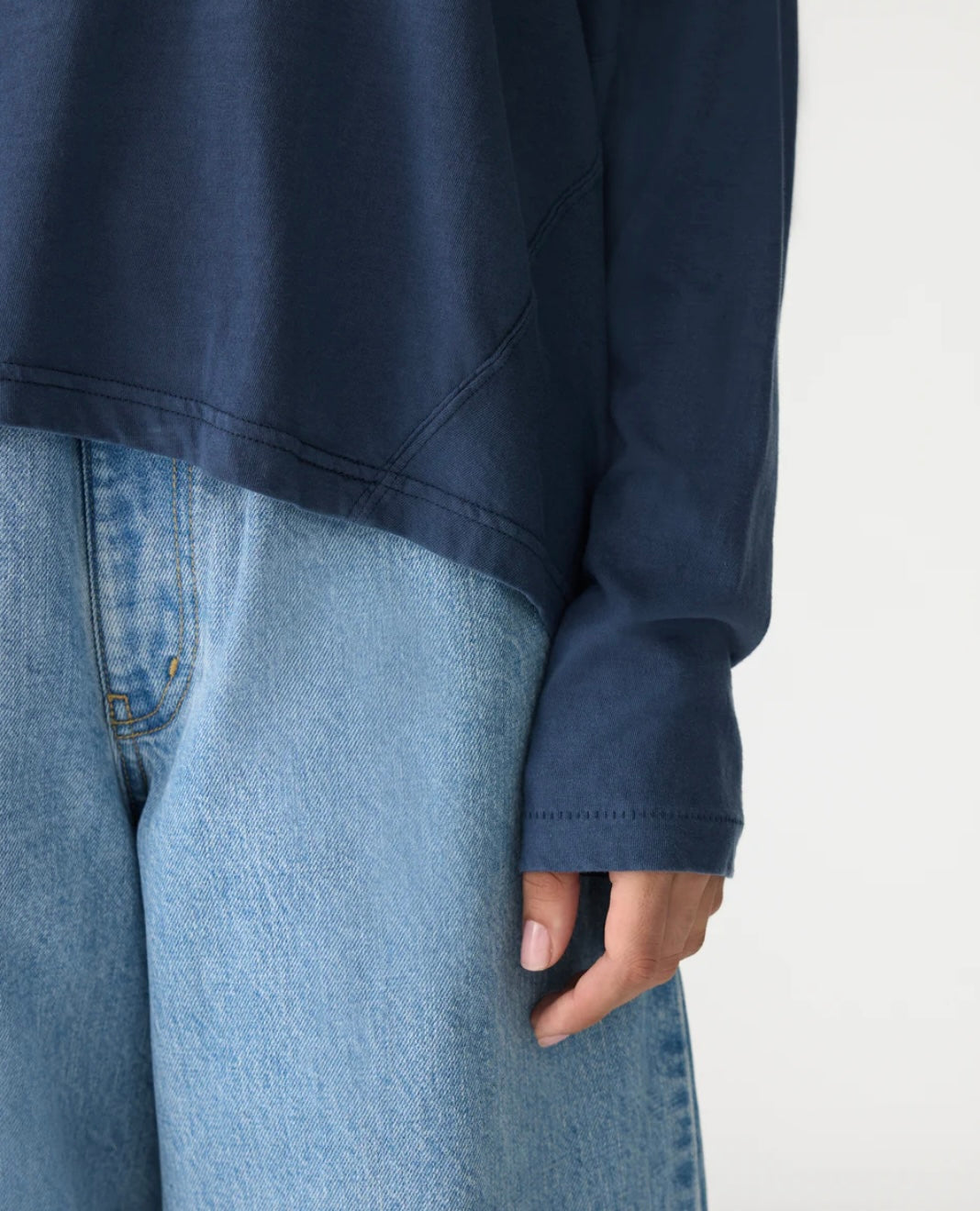 Long Sleeve Circle Top in Midnight Blue Bassike