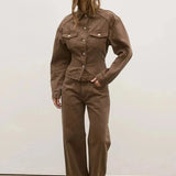 Violet Denim Jacket in Chocolate Bayse Brand