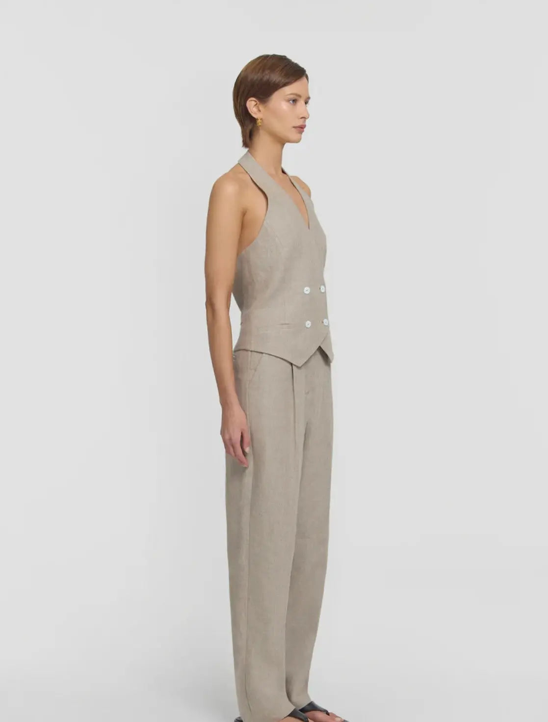 Cadence Vest - Linen Halter Neck Viktoria + Woods