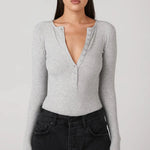 Lara Bodysuit in Grey Marle Bayse Brand