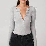 Lara Bodysuit in Grey Marle Bayse Brand