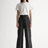 washed black high rise denim jean