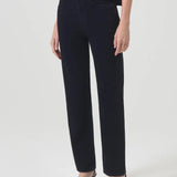 Denim high waist black straight leg jean