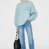 Miles Letterman Sweatshirt in Pastel Blue