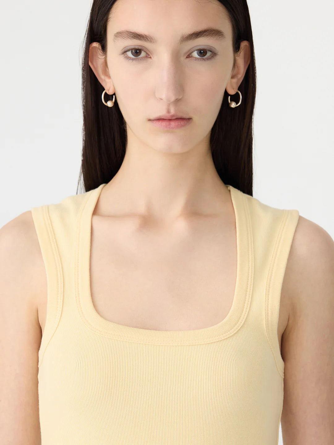 Low Scooped Rib Tank in Yellow Bassike