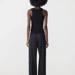 Pique Stripe Detail Pant In Black/Pale Blue Stripe Bassike