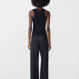 Pique Stripe Detail Pant In Black/Pale Blue Stripe Bassike