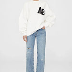 Miles Oversized Sweatshirt Letterman in Off White Anine Bing