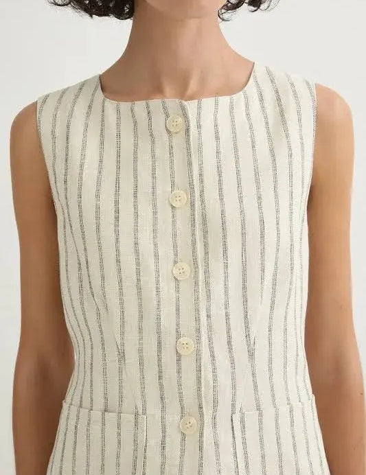 Emma Vest in Cream Pinstripe Posse
