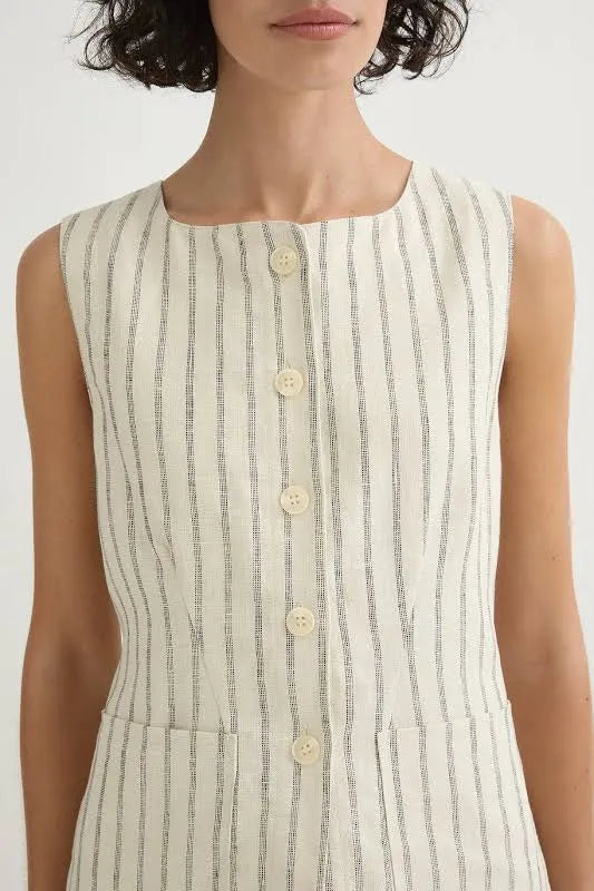 Emma Vest in Cream Pinstripe Posse