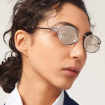 Logo Metal Oval Sunglasses by Miu Miu Miu Miu