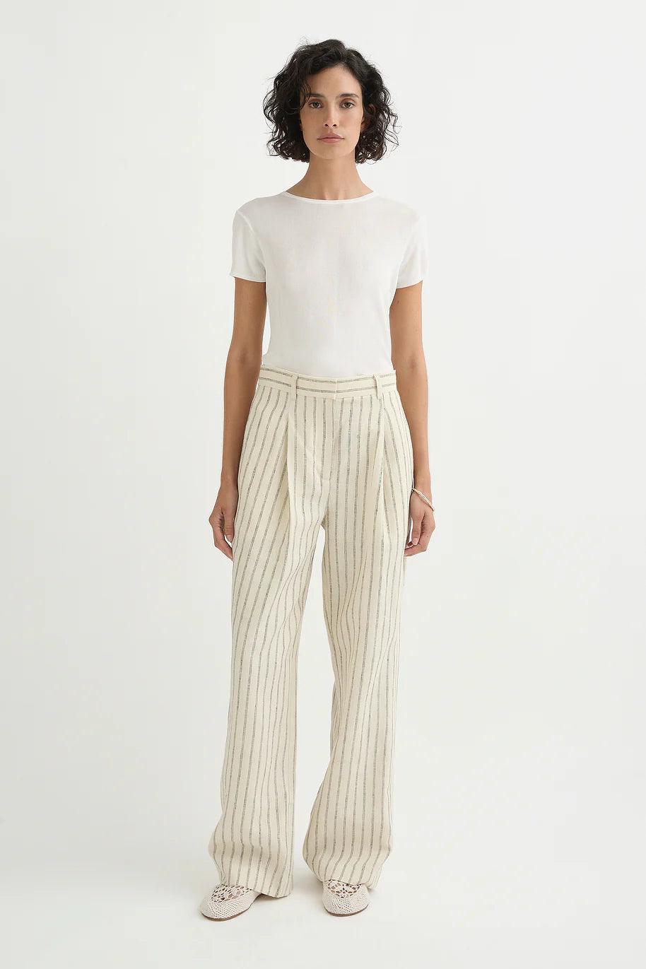 Mackenzie Trouser in Cream Pinstripe Posse
