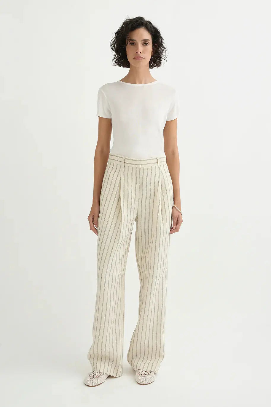 Mackenzie Trouser in Cream Pinstripe Posse