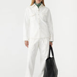 Denim Darted Western Shirt in White