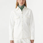 Denim Darted Western Shirt in White