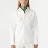Denim Darted Western Shirt in White